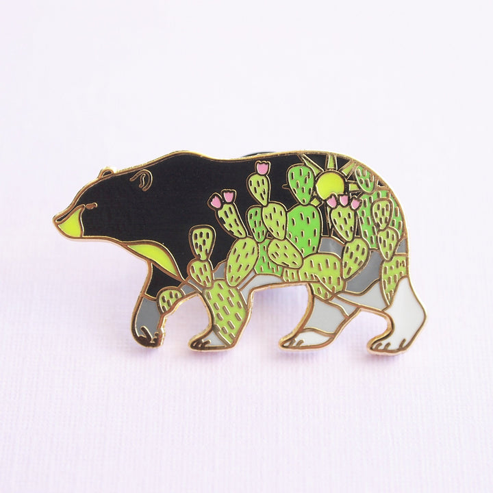 Cactus Black Bear Pin - Oh Plesiosaur