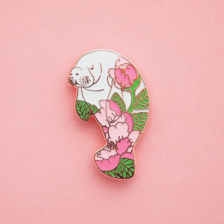 Peony Manatee Pin - Oh Plesiosaur