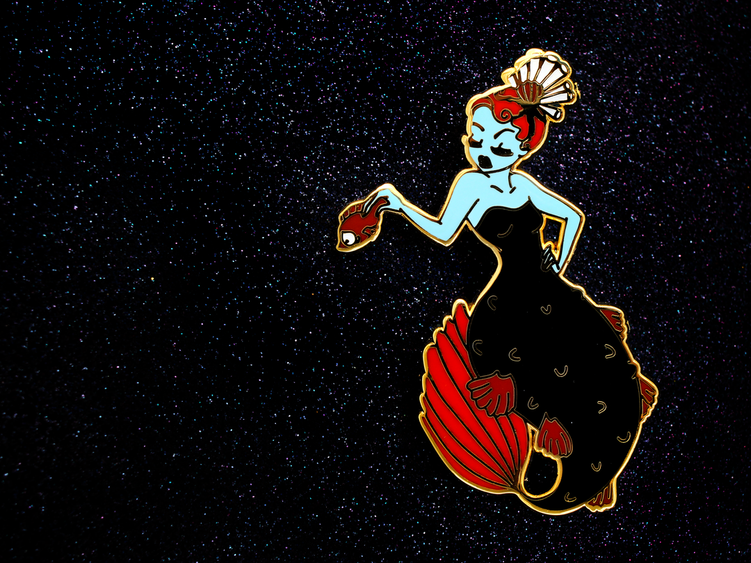 Anglerfish Mermaid Pin Set - Red - Oh Plesiosaur