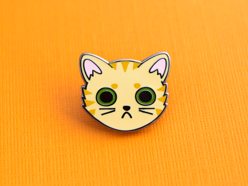 Cat face enamel pin