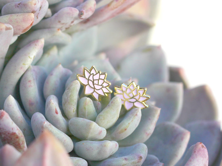 Purple Succulent Earrings - Oh Plesiosaur
