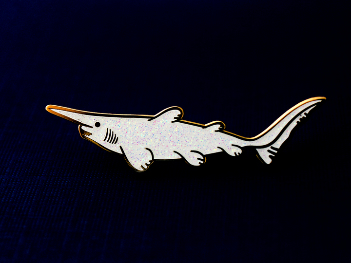 Goblin Shark Pin - White Glitter - Oh Plesiosaur