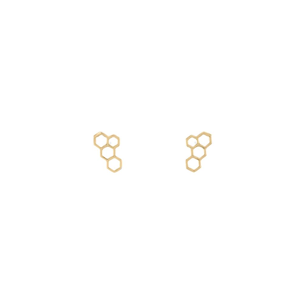 Gold Honeycomb Studs