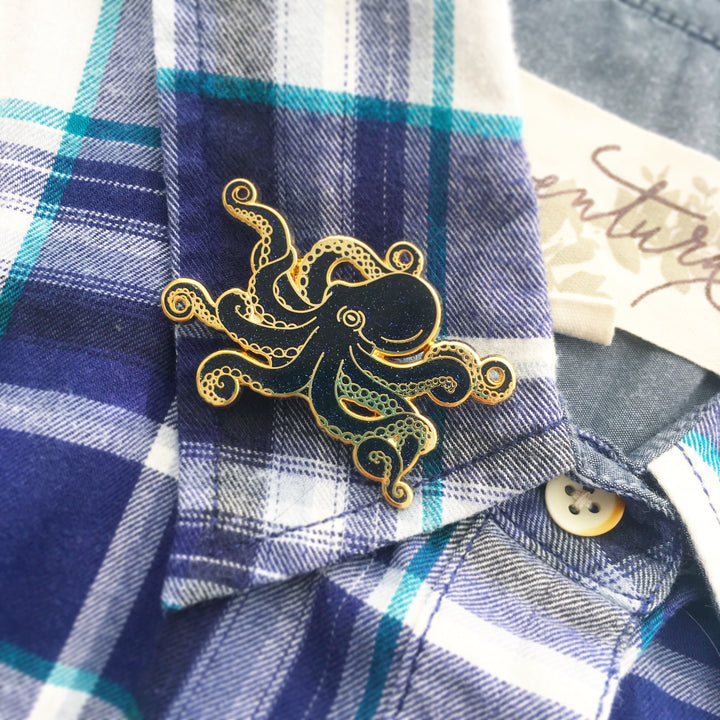 Glitter Octopus Pin - Oh Plesiosaur