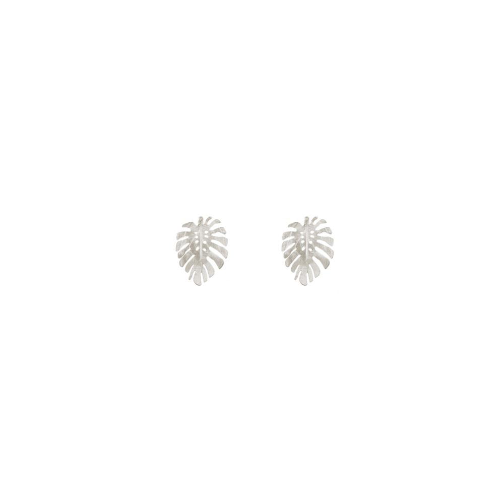 Silver Monstera Studs