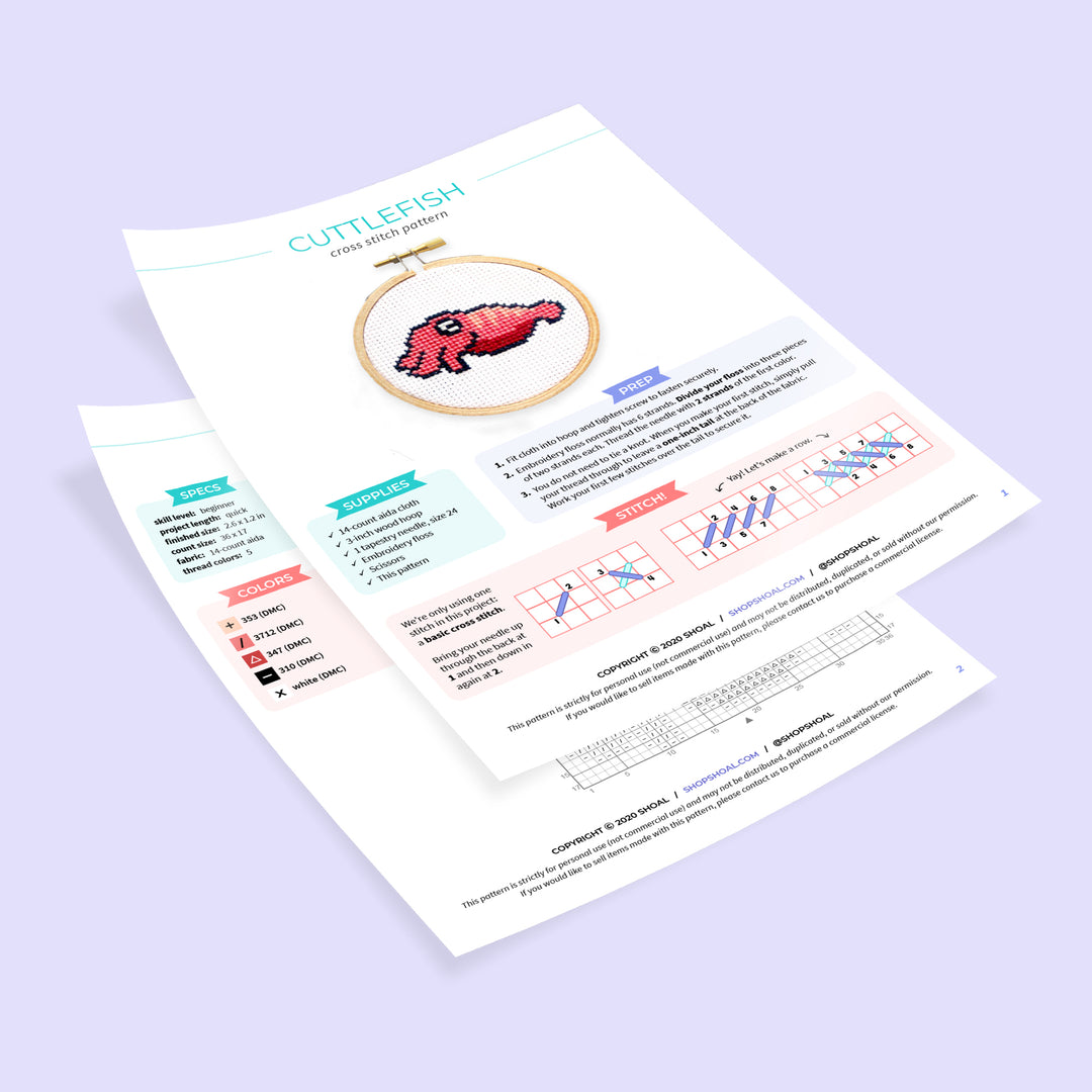 Cuttlefish Cross Stitch Pattern - Oh Plesiosaur