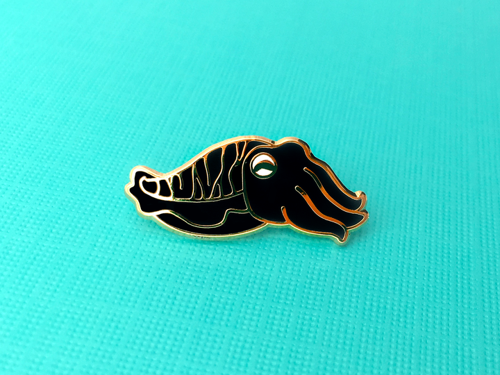 Black Cuttlefish Enamel Pin - Oh Plesiosaur