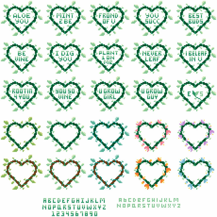 Plant Heart Cross Stitch Pattern