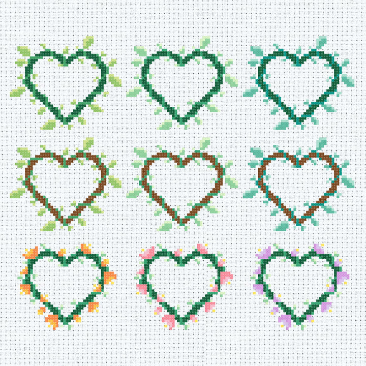 Plant Heart Cross Stitch Pattern