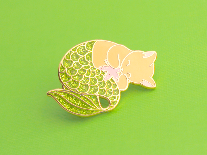 Green Glitter Purrmaid Pin - Oh Plesiosaur