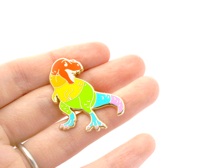 Rainbow T. Rex Pin - Oh Plesiosaur