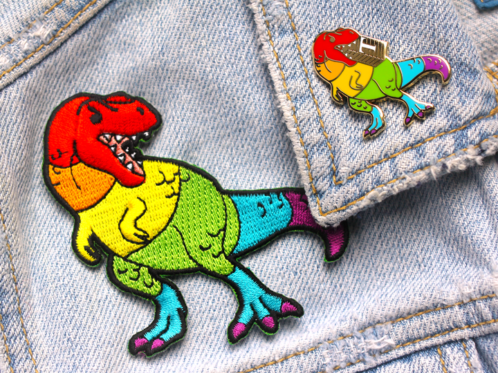 Rainbow T. Rex Patch - Oh Plesiosaur