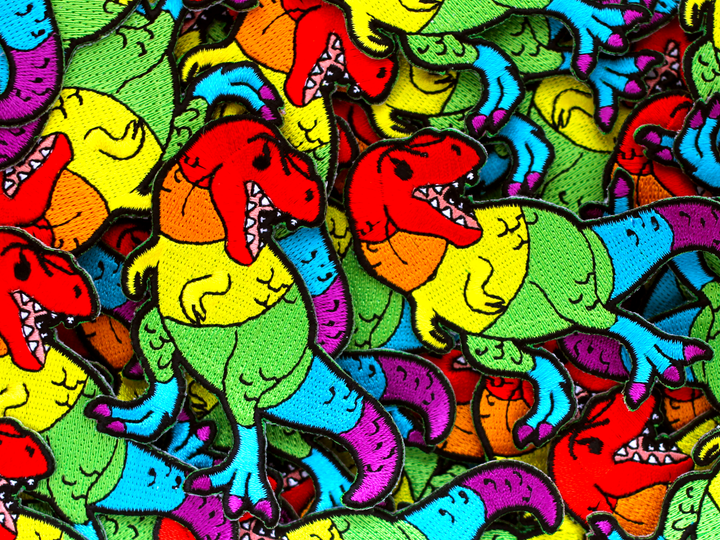 Rainbow T. Rex Patch - Oh Plesiosaur