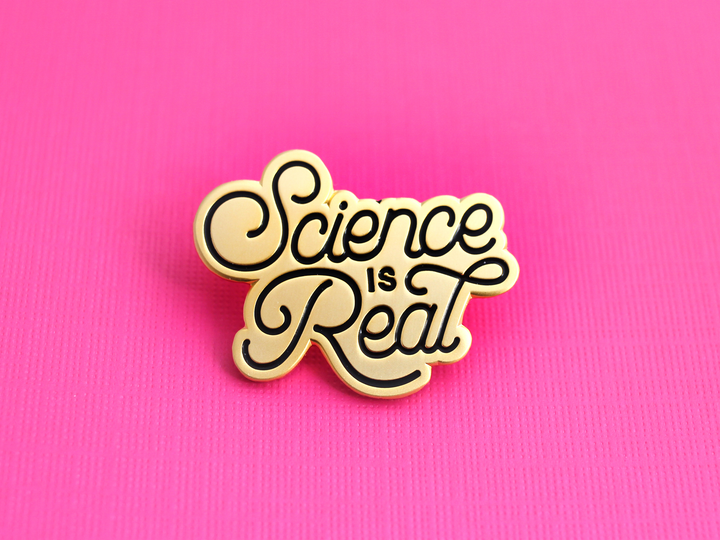 "Science is Real" Pin - Gold - Oh Plesiosaur