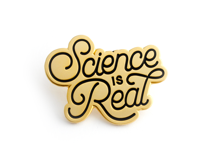 "Science is Real" Pin - Gold - Oh Plesiosaur