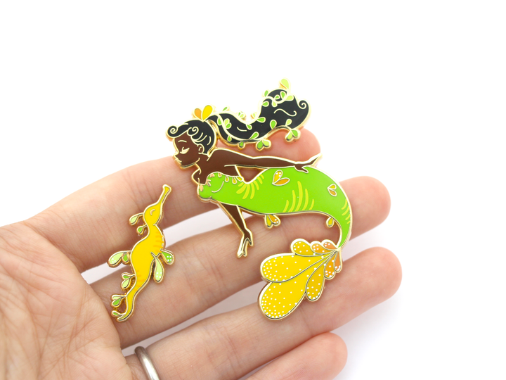 Sea Dragon Mermaid Pin Set - Oh Plesiosaur
