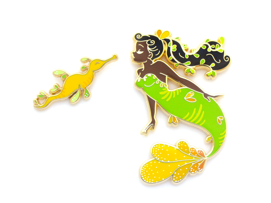 Sea Dragon Mermaid Pin Set - Oh Plesiosaur