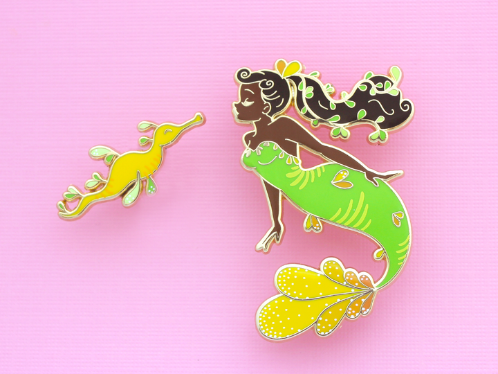 Sea Dragon Mermaid Pin Set - Oh Plesiosaur