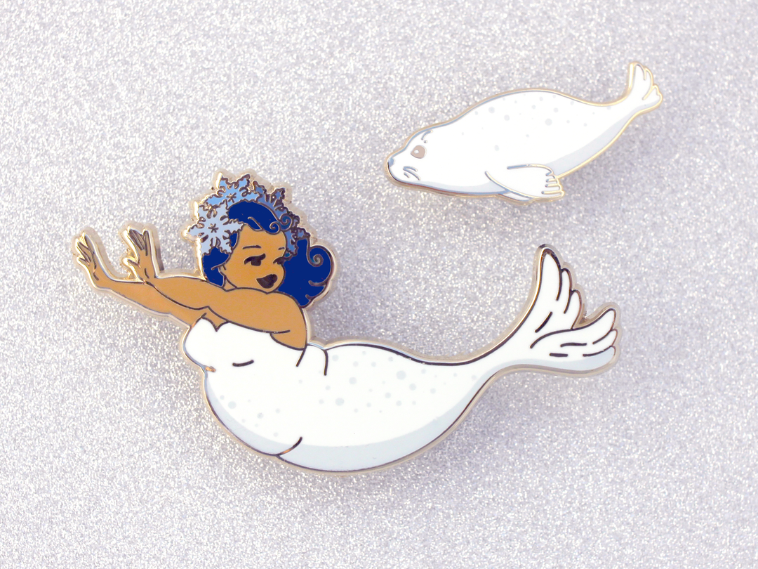 Seal Mermaid Pin Set - Oh Plesiosaur