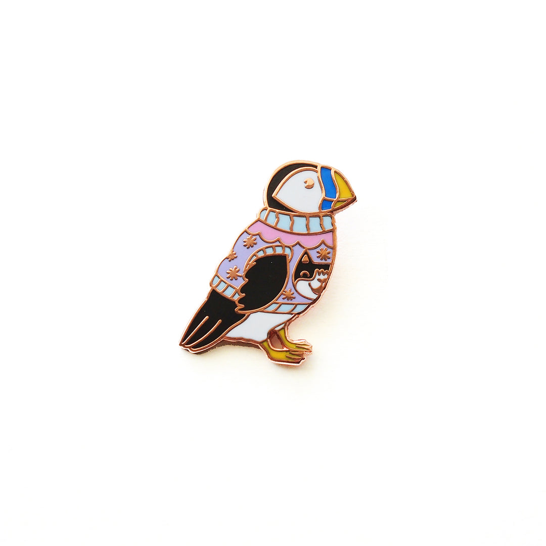 Mini Sweater Puffin Pin - Oh Plesiosaur