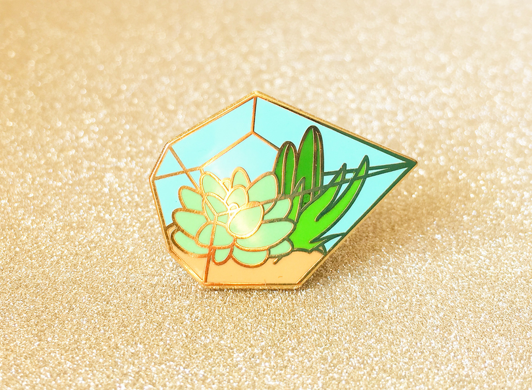Succulent Terrarium Pin - Oh Plesiosaur