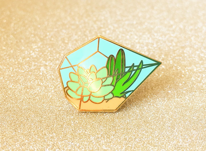 Succulent Terrarium Pin - Oh Plesiosaur