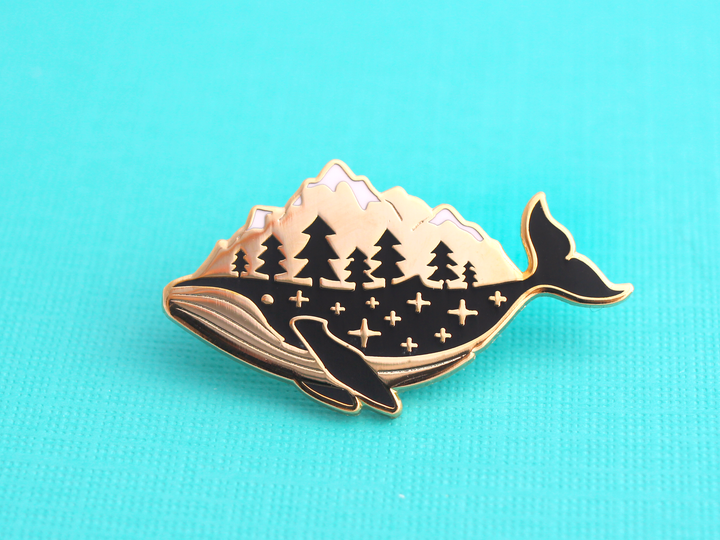 Gold Whale-derness Pin - Oh Plesiosaur