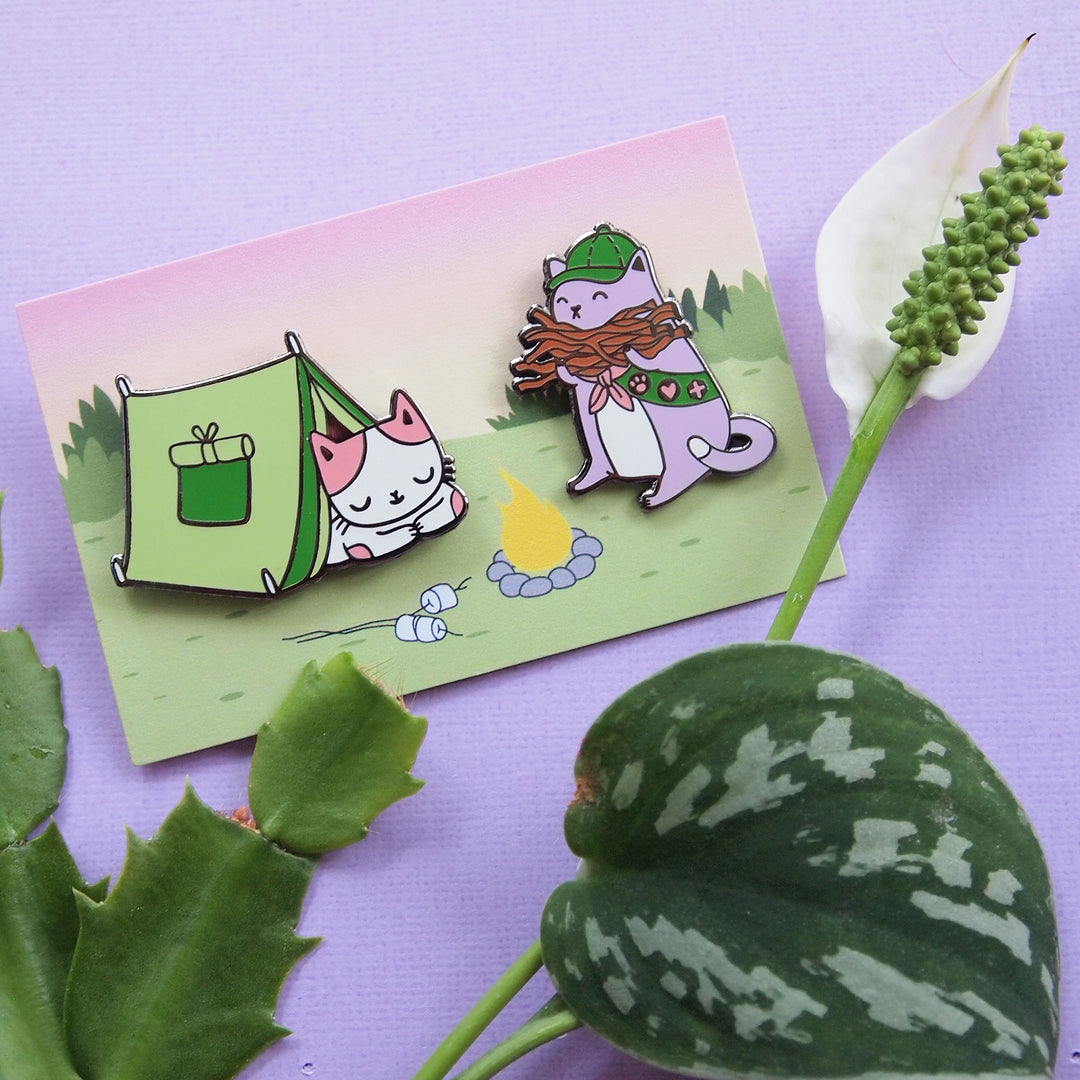 Summer Camp Cats Pin Set - Oh Plesiosaur