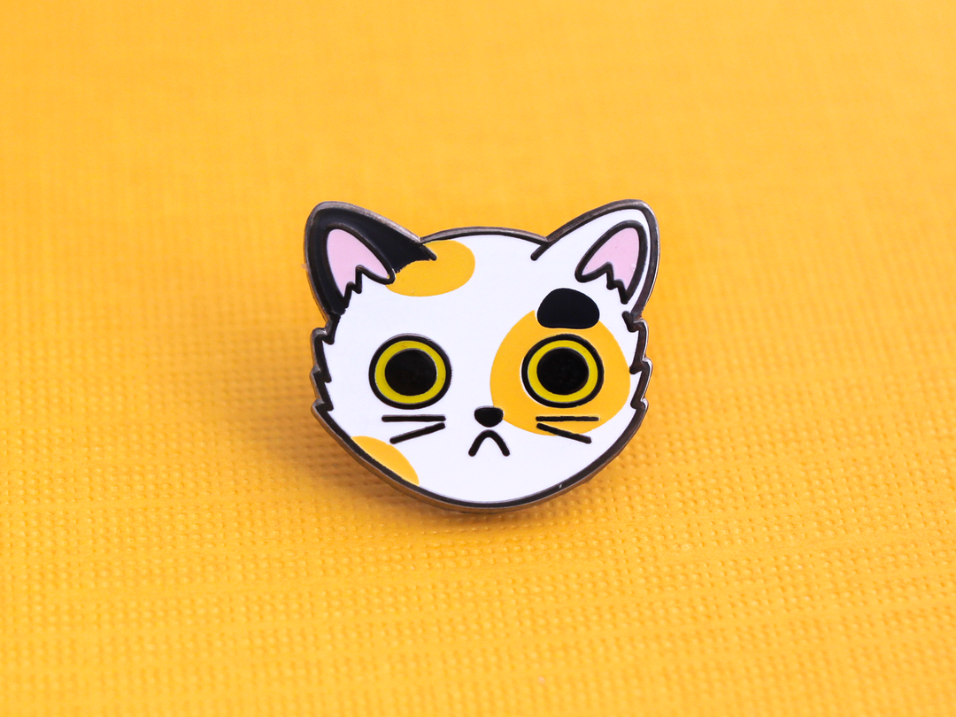 Calico Cat Face Pin - Oh Plesiosaur