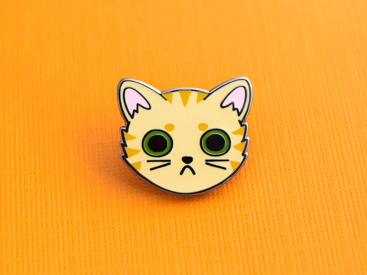 Orange Tabby Cat Face Pin - Oh Plesiosaur