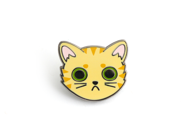 Orange Tabby Cat Face Pin - Oh Plesiosaur