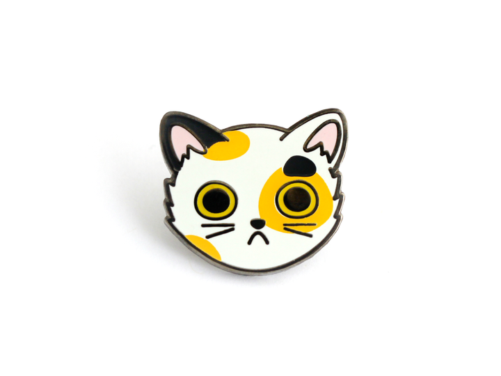 Calico Cat Face Pin - Oh Plesiosaur