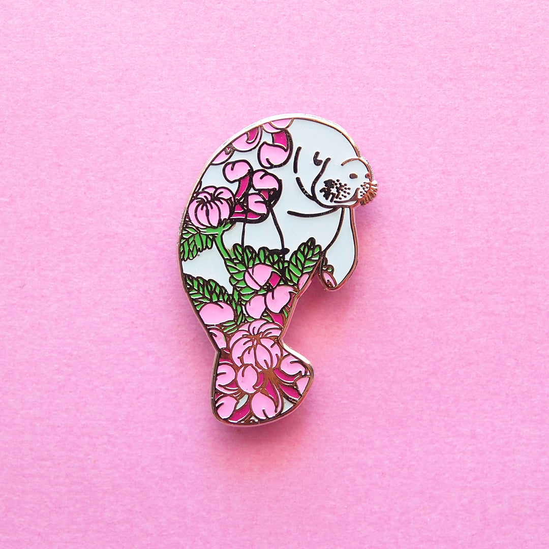 Chrysanthemum Manatee Pin - Oh Plesiosaur