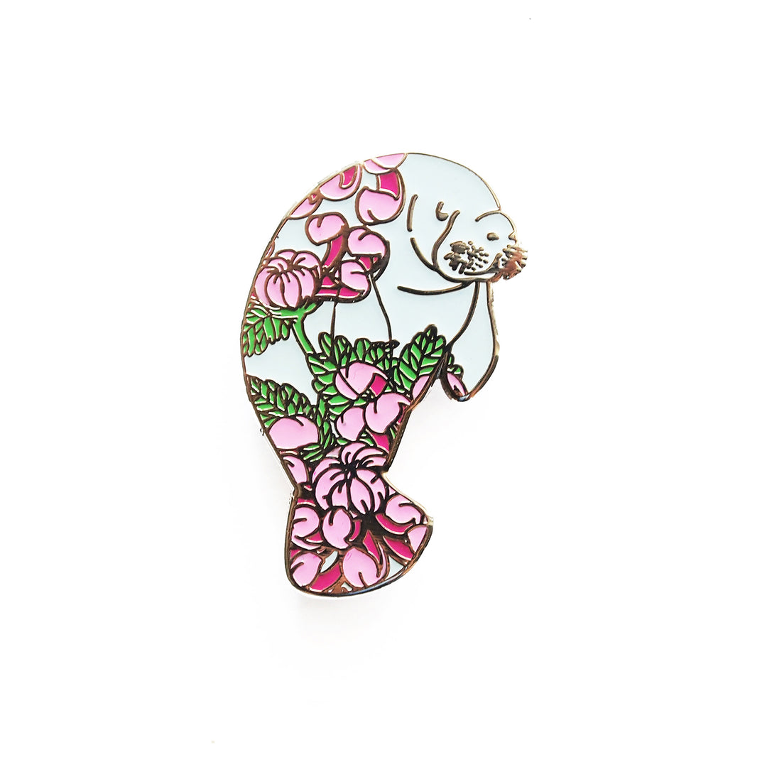 Chrysanthemum Manatee Pin - Oh Plesiosaur