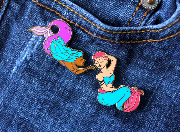 Pink Hair Mermaid Pin - Oh Plesiosaur