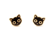 Black Cat Face Earrings - Oh Plesiosaur