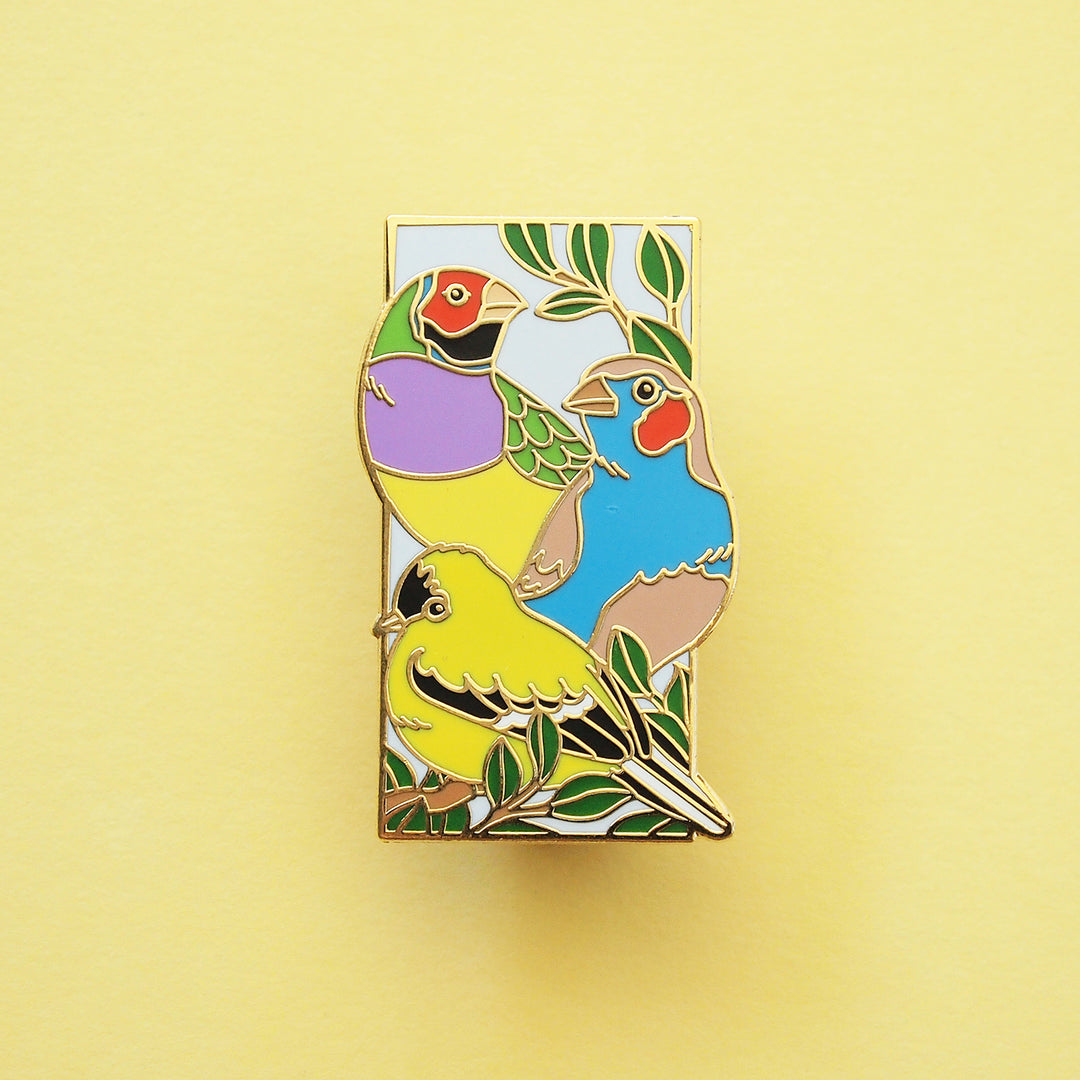 Three Finches Pin - Oh Plesiosaur