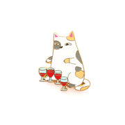 Wine Glass-playing Cat Pin - Oh Plesiosaur