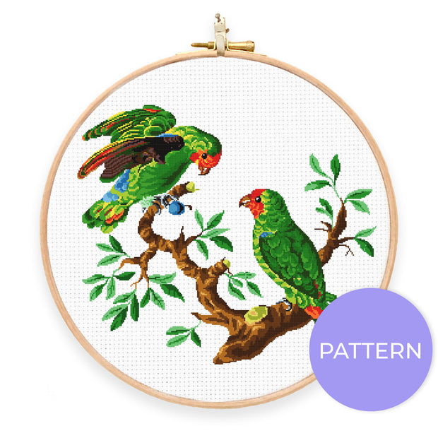 Vintage Lovebirds Cross Stitch Pattern - Oh Plesiosaur