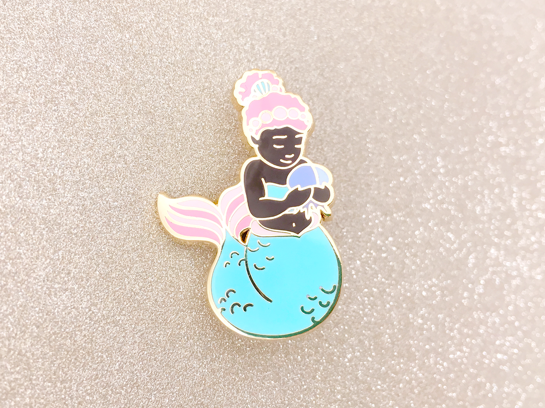 Blue Mergirl Pin - Oh Plesiosaur