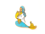 Blue Muslim Mermaid Pin - Oh Plesiosaur