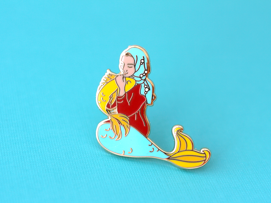 Red Muslim Mermaid Enamel Pin - Oh Plesiosaur