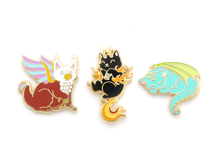 Mythical Cats Pin Set - Oh Plesiosaur