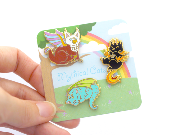 Mythical Cats Pin Set - Oh Plesiosaur