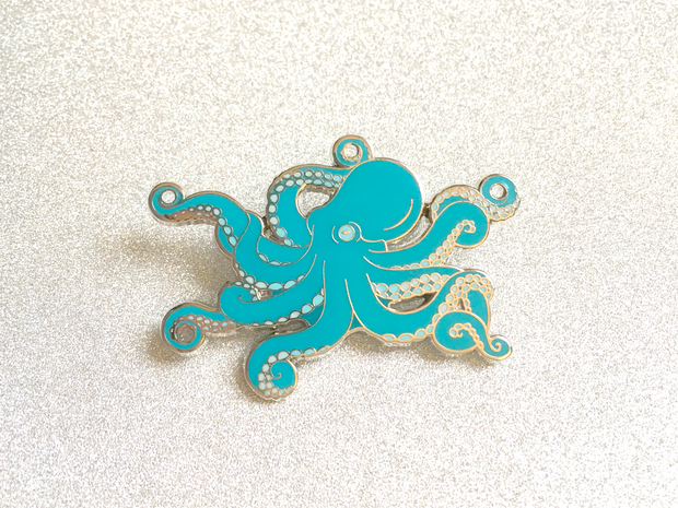 Blue Octopus Pin - Oh Plesiosaur