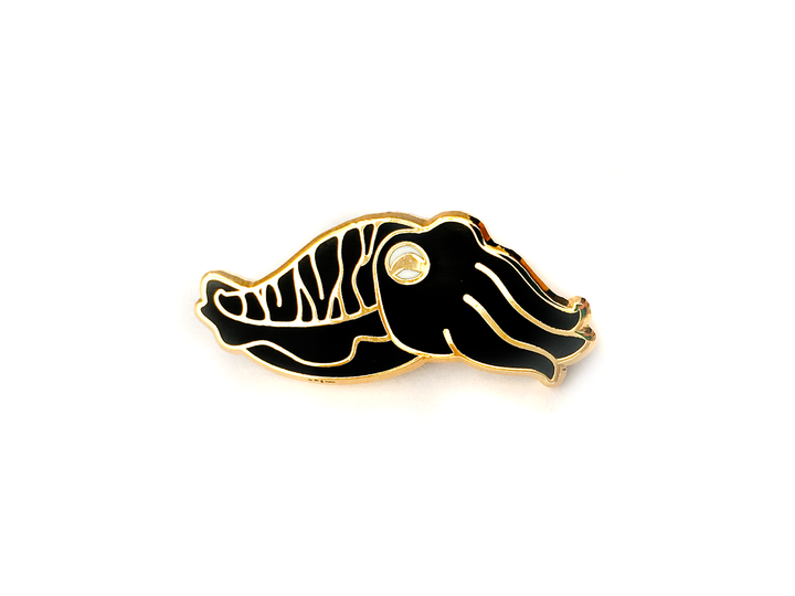 Black Cuttlefish Enamel Pin - Oh Plesiosaur