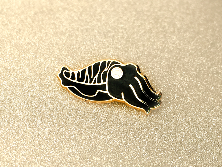 Black Cuttlefish Enamel Pin - Oh Plesiosaur