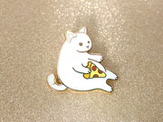 White Pizza Cat Pin - Oh Plesiosaur