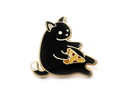 Black Pizza Cat Pin - Oh Plesiosaur