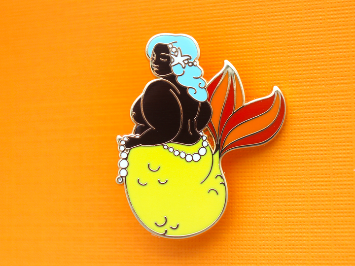 Yellow Body Positive Mermaid Pin - Oh Plesiosaur